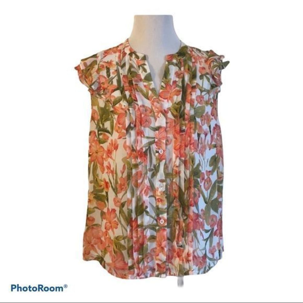 Karl lagerfeld women’s small floral button down blouse